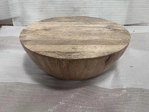 Round solid wood coffee table checked during a final random inspection in Jodhpur
