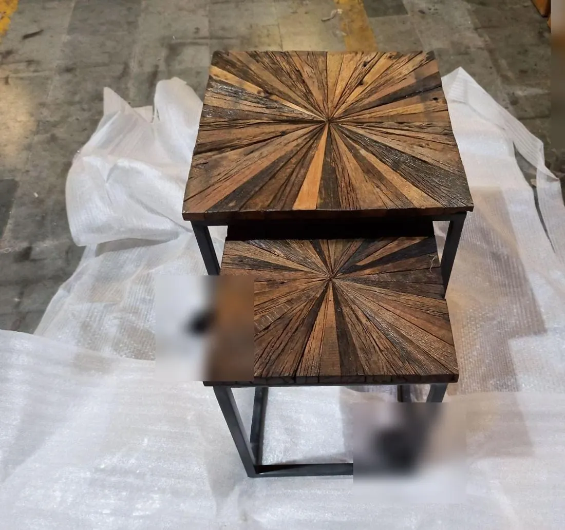 Set of two reclaimed-wood nesting tables